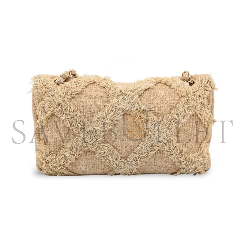 Ch**el master beige tweed fringe nature flap bag (26*16*5cm)